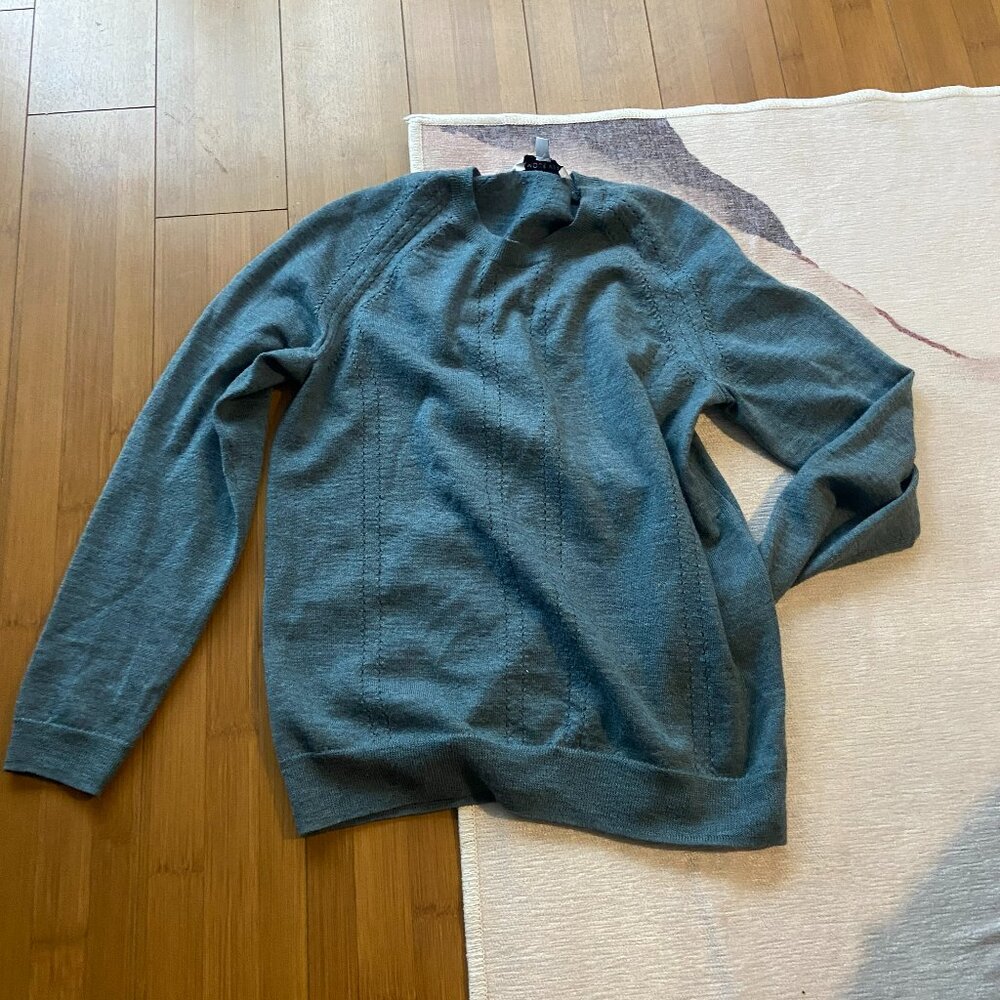 amour vert 100% blue teal wool sweater - Medium